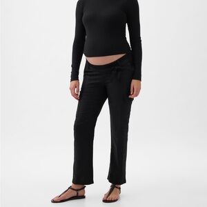 Gap Maternity Linen Under the Belly Cargo Pocket Pants